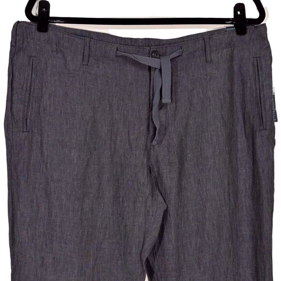 Perry Ellis Linen Drawstring Pants Slate Gray Mens Size 40 Straight Casual NWT - Picture 2 of 13